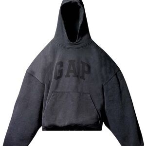 Yeezy Black Oversized Hooded Sweatshirt with Logo
